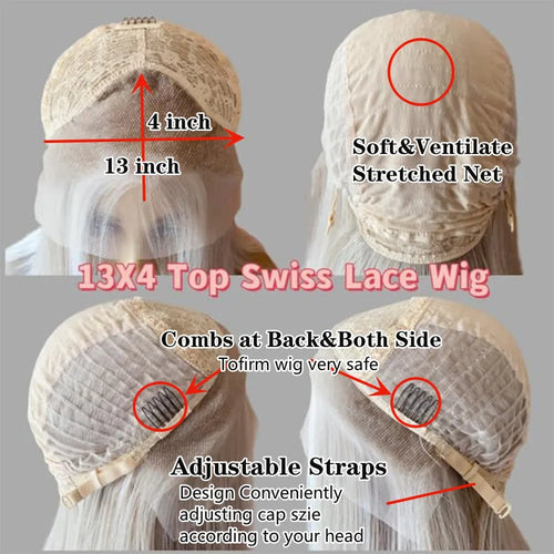 13x4 Body Wave Lace Front Wig for White Women Highlights Ash Blonde Balayage Wig Long Wavy Synthetic Lace Wigs Daily Party Use