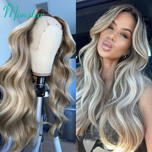 Ash Blonde Highlight Body Wave Human Hair Wig Blonde 613 Hd Lace Frontal Wig 13x6 Vietnamese Raw Hair Wigs For Women 250 Density