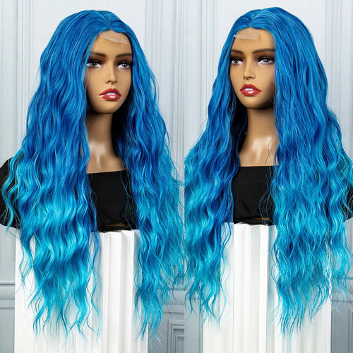 White Synthetic Wig for Women Long Lace Curly Wavy Cute Wigs Middle Part Hair Wigs Halloween Cosplay Daily Party Wigs  28 inch