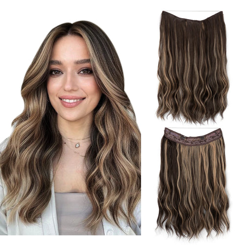 SARLA Synthetic Wave Invisible Wire With Clips Hair Extensions Fish Line Natural Blonde Clip In Hairpiece Fake Hair Piece