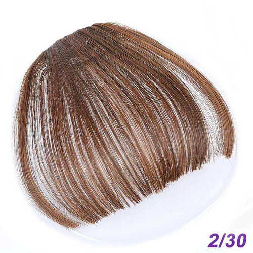 LM Natural Straight Synthetic Blunt Bangs High Temperature Fiber Brown Women Clip-In Full Bangs With Fringe Of Hair 6 Inch