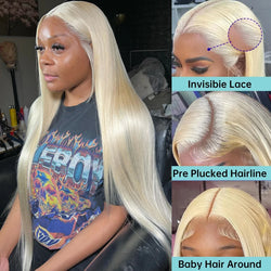 Wiggogo 30 Inches Lace Frontal Wigs Bone Straight Lace Front Wigs 13X4 13X6 Blonde 613 Lace Front Human Hair Wigs For Women