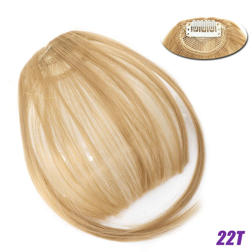 LM Natural Straight Synthetic Blunt Bangs High Temperature Fiber Brown Women Clip-In Full Bangs With Fringe Of Hair 6 Inch