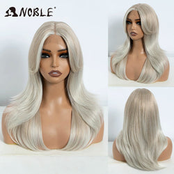 Noble Synthetic Lace Front Wig Straight Bangs Lace Wig 14 Inc Cosplay Ombre Blonde Wigs For Women Lace Wig Synthetic Lace Wig