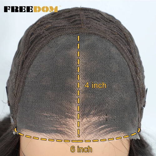 FREEDOM Synthetic Lace Front Wigs For Woman Long Body Wave Lace Wig Ombre Brown 6x4 Pre Plucked Pre Cut Wear and Go Glueless Wig