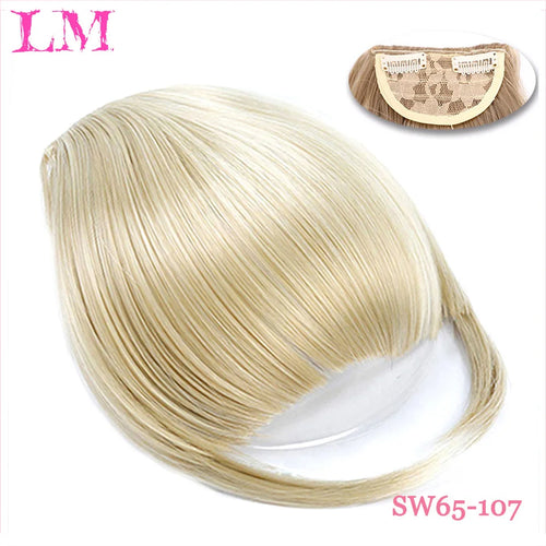 LM Natural Straight Synthetic Blunt Bangs High Temperature Fiber Brown Women Clip-In Full Bangs With Fringe Of Hair 6 Inch