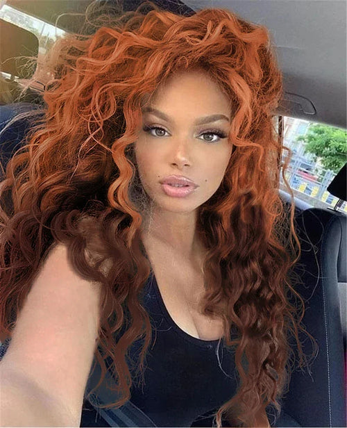 Womens Wig Long Synthetic Hair Ombre Blonde Curly Wigs Female Natural Wavy Drag Queen Regular Wig 80s Gradient Wigs for Student