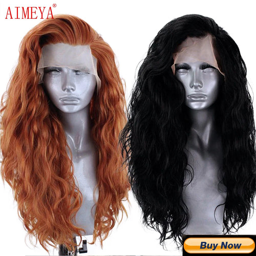 AIMEYA Synthetic Lace Front Wigs for Women Natural Hairline Synthetic Hair Lace Wig Long Brown Wig PrePlucked Cosplay Woman Wigs