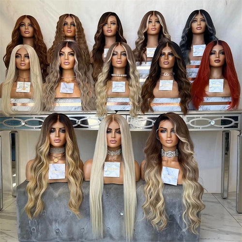 13x4 Body Wave Lace Front Wig for White Women Highlights Ash Blonde Balayage Wig Long Wavy Synthetic Lace Wigs Daily Party Use