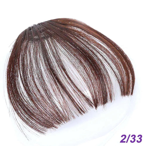 LM Natural Straight Synthetic Blunt Bangs High Temperature Fiber Brown Women Clip-In Full Bangs With Fringe Of Hair 6 Inch