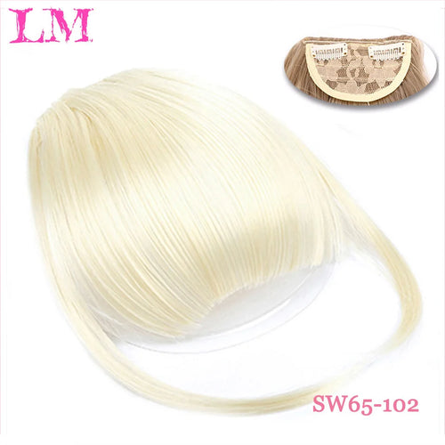 LM Natural Straight Synthetic Blunt Bangs High Temperature Fiber Brown Women Clip-In Full Bangs With Fringe Of Hair 6 Inch