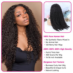 300% Density Burmese Curly Human Hair, 30–36 Inch, Spiral-End Loose Deep