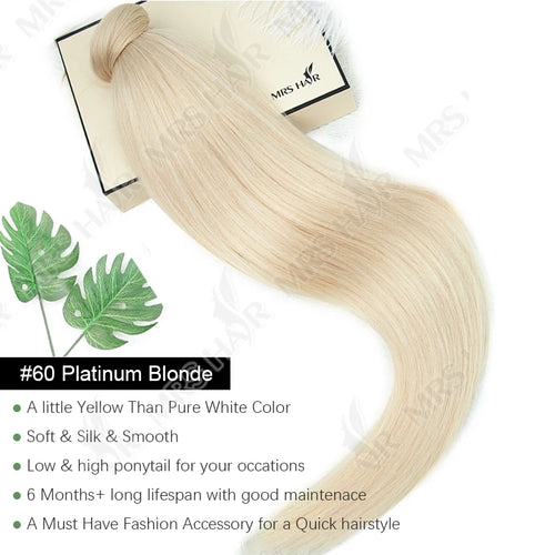 MRSHAIR Ponytail Human Hair Real Natural Hair Extensions Remy Hair Horsetail Clip On Ponytail Extensions Blonde Brown Black