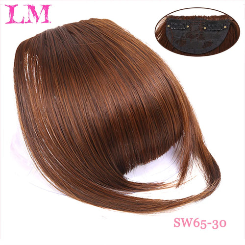 LM Natural Straight Synthetic Blunt Bangs High Temperature Fiber Brown Women Clip-In Full Bangs With Fringe Of Hair 6 Inch