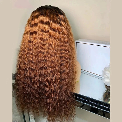Preplucked 26inch Soft Lace Front Wigs Ombre Black Blonde Kinky Curly Synthetic For African Women Glueless Baby Hair Daily