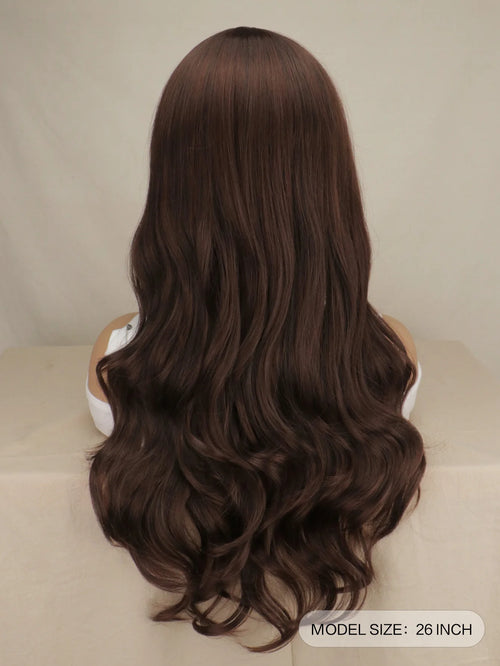 Women Long Wavy Cosplay Wig Red Rose Pink Black Blue Sliver Gray Brown Temperature Synthetic Hair Wigs