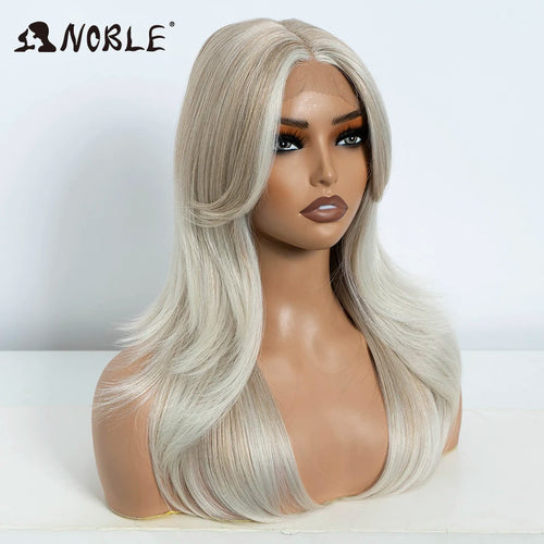 Noble Synthetic Lace Front Wig Straight Bangs Lace Wig 14 Inc Cosplay Ombre Blonde Wigs For Women Lace Wig Synthetic Lace Wig