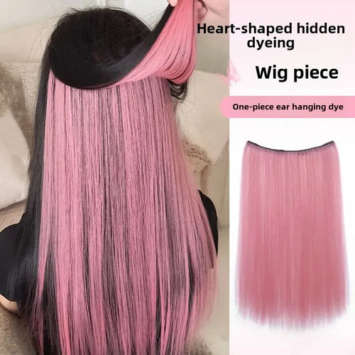 Pink Hair Extension Piece Invisible Traceless Inner Dyed Highlighted Hair Extensions Full Volume Colorful Hair Pieces
