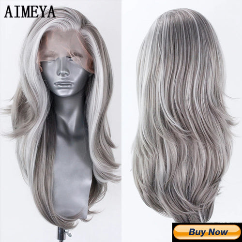 AIMEYA Synthetic Lace Front Wigs for Women Natural Hairline Synthetic Hair Lace Wig Long Brown Wig PrePlucked Cosplay Woman Wigs