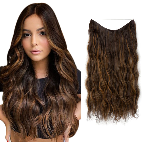 SARLA Synthetic Wave Invisible Wire With Clips Hair Extensions Fish Line Natural Blonde Clip In Hairpiece Fake Hair Piece