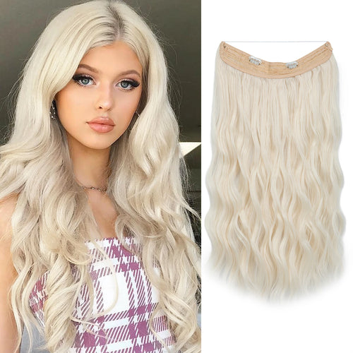 SARLA Synthetic Wave Invisible Wire With Clips Hair Extensions Fish Line Natural Blonde Clip In Hairpiece Fake Hair Piece