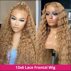 200% Density Lace Front Wig Human Hair 13X6 27 Deep Wave Honey Blonde HD Lace Frontal Curly Wigs For Women Human Hair Wig sale