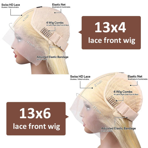Wiggogo 30 Inches Lace Frontal Wigs Bone Straight Lace Front Wigs 13X4 13X6 Blonde 613 Lace Front Human Hair Wigs For Women