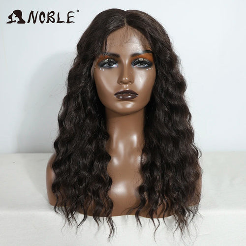 Noble Cosplay Synthetic Lace Front Wig 20" Baby Hair Curly Wig Medium Part Red Lace Wig For Women Ombre Blonde Lace Front Wig