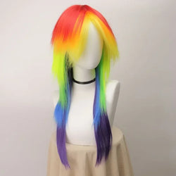 Anime Pony Friends Rainbow Dash Cosplay Wig Ombre Colorful Synthetic Long Straight Wig Cute Girl The Pony Cartoon Coser Wig