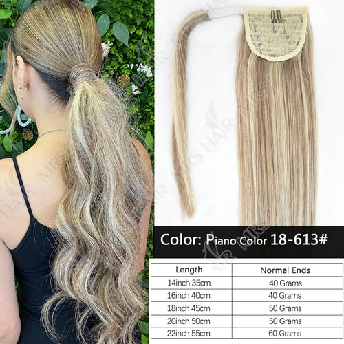 MRSHAIR Ponytail Human Hair Real Natural Hair Extensions Remy Hair Horsetail Clip On Ponytail Extensions Blonde Brown Black