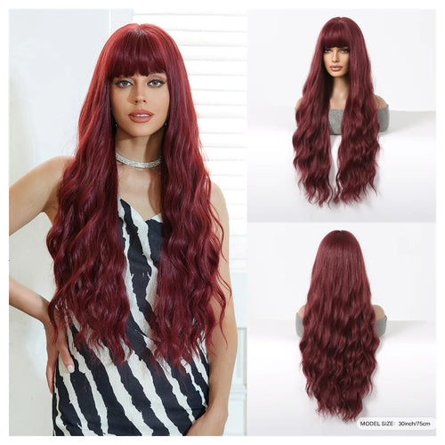 Super Long Curly Silver Synthetic Wig with Fluffy Bangs White Water Wave Hair Wigs for Women Daily Use Cosplay Colored Hair Wig