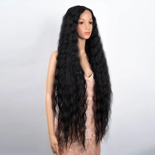 Synthetic Lace Front Wigs For Black Women 40 Inch Long Curly Lace Wigs Ombre Blonde Highlight White Cosplay Wig