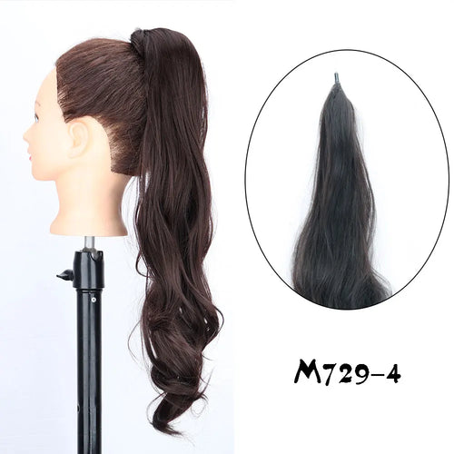 30Inch Synthetic PonyTail Long Wavy Layered Flexible Wrap Around Ponytail Hair Extensions Wave Hairpiece for Women
