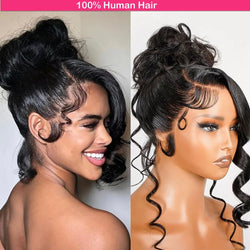 Body Wave 360 HD Full Lace Front Wigs Human Hair Pre Plucked Glueless Wig Invisible Drawstring 100% Brazilian Virgin Human Hair