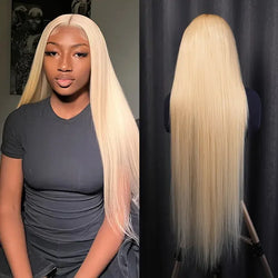 30 32 Inches HD Transparent 613 Blonde Straight 200 Density 13x4 13x6 Lace Front Human Hair Wigs For Women
