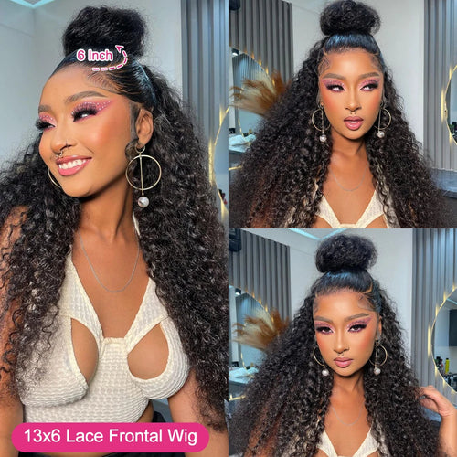 250 High Density Curly 13x6 Hd Lace Frontal Human Hair Wigs Invisible Strap Pre Plucked Deep Wave 360 Lace Front Wig Human Hair