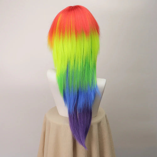 Anime Synthetic Hair Women's Cosplay Rainbow Dash Multi Color Heat Resistant Party Wigs