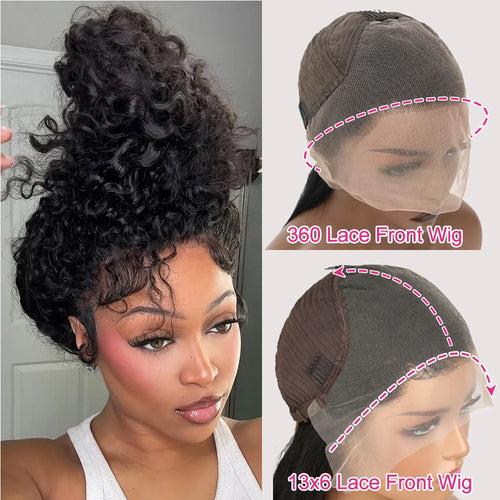 250 High Density Curly 13x6 Hd Lace Frontal Human Hair Wigs Invisible Strap Pre Plucked Deep Wave 360 Lace Front Wig Human Hair