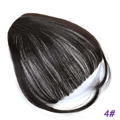 LM Natural Straight Synthetic Blunt Bangs High Temperature Fiber Brown Women Clip-In Full Bangs With Fringe Of Hair 6 Inch