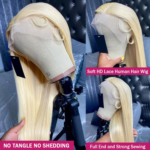 Wiggogo 30 Inches Lace Frontal Wigs Bone Straight Lace Front Wigs 13X4 13X6 Blonde 613 Lace Front Human Hair Wigs For Women