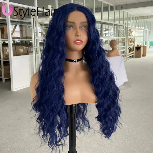 Silver Wig with White Highlights Synthetic Long Deep Wave Lace Front Wig Natural Looking Daily Use Cosplay Light Grey Lace Wigs
