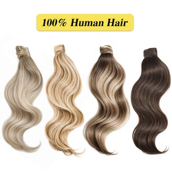 Yelo Ponytail Human Hair Extension Body Wave Wrap Around Ponytail Extension Remy Hair Blond Wavy Natural Black Curly Ponytail
