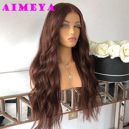 AIMEYA Platinum Blonde Lace Front Wigs for Women Long Natural Wave Synthetic Hair  Heat Resistant Fiber Hair Free Part