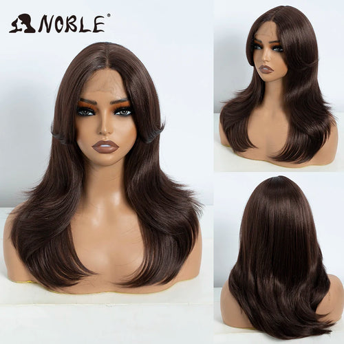 Noble Synthetic Lace Front Wig Straight Bangs Lace Wig 14 Inc Cosplay Ombre Blonde Wigs For Women Lace Wig Synthetic Lace Wig