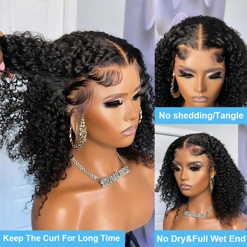Wear And Go 13X4 Water Wave Bob Wigs Curly 5x5 Glueless Human Hair Wig Ready To Go Pre Cut No Glue For Women Preplucked Hairline