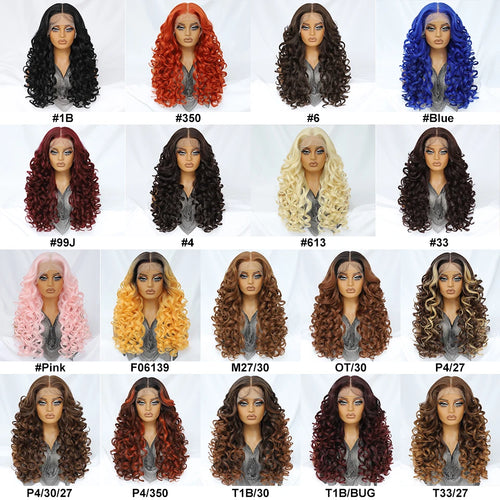 24 Inch Synthetic Lace Front Wigs For Afro Women Curly Afro Lace Front Wigs for Black Women High Temperature Fiber Wigs