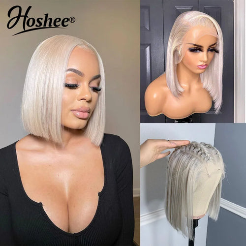 13x4 Platium Short Bob Wigs Human Hair For Women 4x4 Lace Closure Wig White Blonde Part Lace Frontal Wigs Colored Human Hair Wig