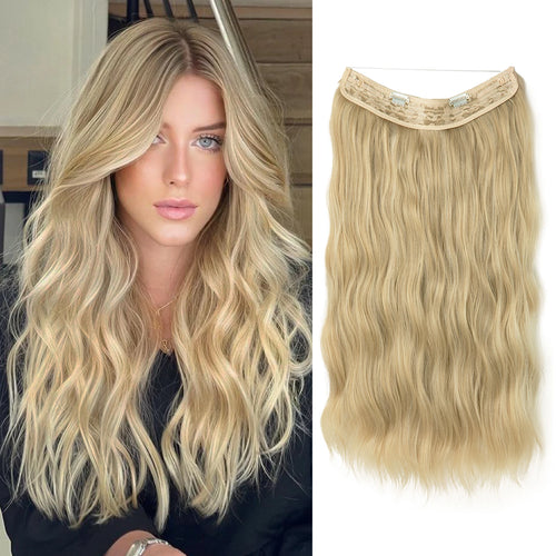 SARLA Synthetic Wave Invisible Wire With Clips Hair Extensions Fish Line Natural Blonde Clip In Hairpiece Fake Hair Piece