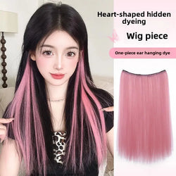 Pink Hair Extension Piece Invisible Traceless Inner Dyed Highlighted Hair Extensions Full Volume Colorful Hair Pieces