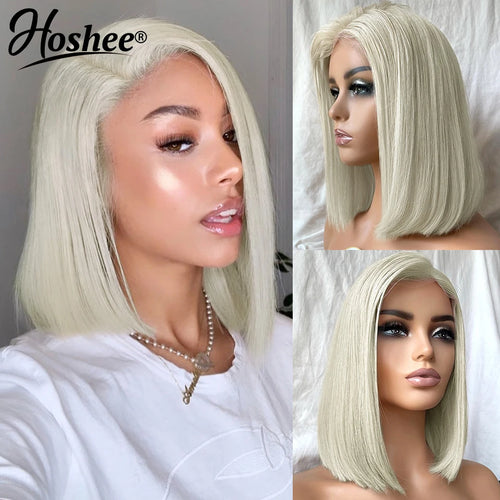13x4 Platium Short Bob Wigs Human Hair For Women 4x4 Lace Closure Wig White Blonde Part Lace Frontal Wigs Colored Human Hair Wig